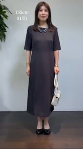 極美品　セレモニーワンピース　アシメネックワンピース　untitled 50 きれいめ/上品/夏ワンピ】アシメネックワンピース（ミドルワンピース