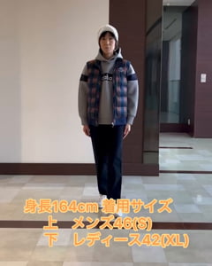 新レーベル ADABAT NAVY】撥水 タータンチェック中綿ベスト（中綿